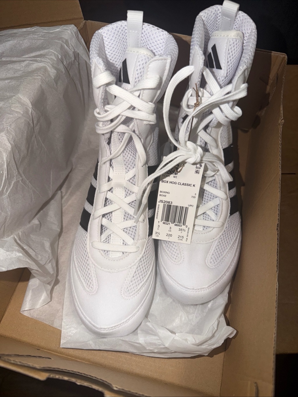 Adidas Box Hog 2.0 Boots Cloud White Core Black Js2083 Men's Boxing Shoes Sz 3.5